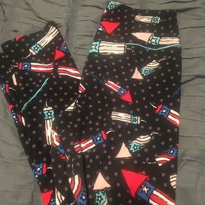 Lularoe fireworks rockets stars OS leggings
